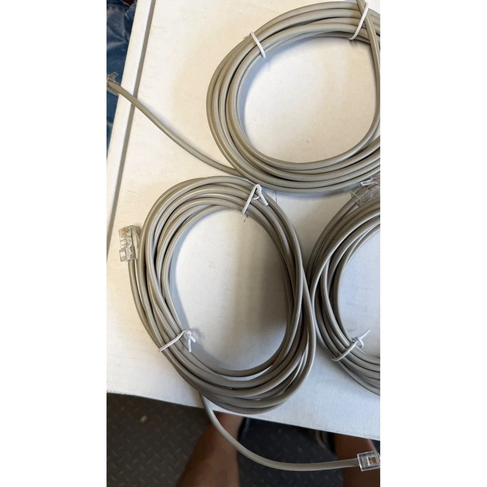 Lot of 5 Grey Telephone Line‎ Cords RJ11 Modular Phone Cables Landline Accessory